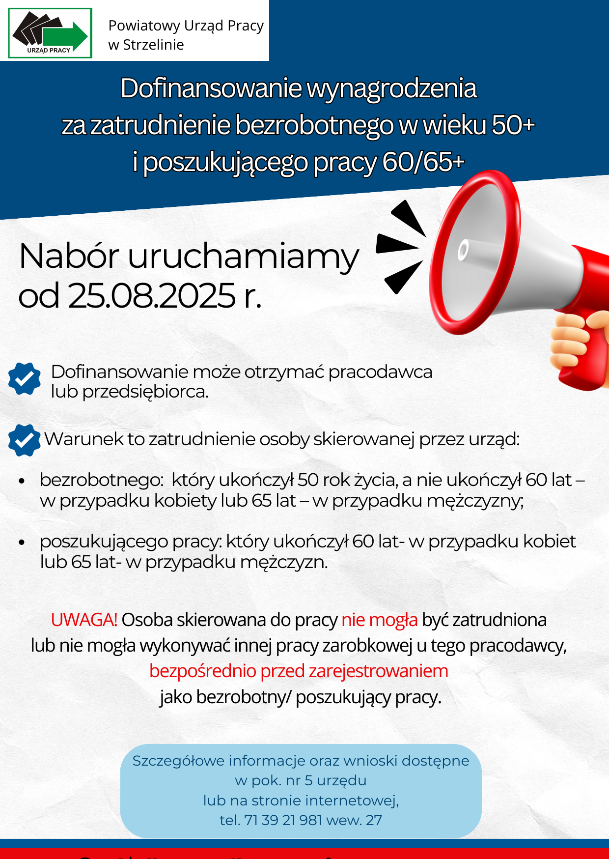 Obrazek dla: Nabór na Dofinansowanie wynagrodzenia za zatrudnienie...