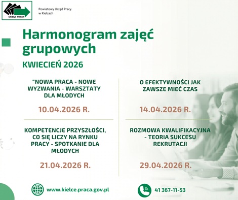 Obrazek dla: Harmonogram zajęć grupowych - Kwiecień 2026
