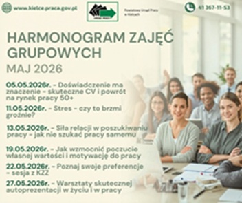 Obrazek dla: Harmonogram zajęć grupowych - Maj 2026