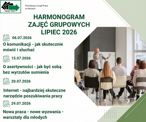 Obrazek dla: Harmonogram zajęć grupowych - Lipiec 2026